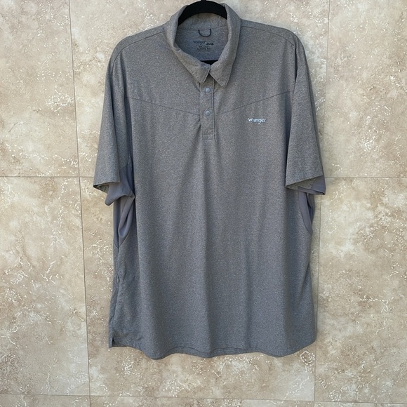 Wrangler Outdoor Polo Shirt Gray Short Sleeve XXLarge Classic Fit Performance - Picture 3 of 10